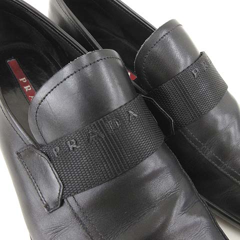 プラダスポーツ PRADA SPORT レザー ローファー ロゴバンド スクエア 