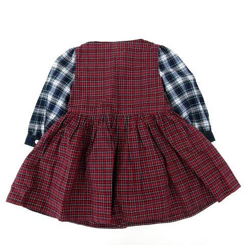 ラルフローレン Ralph Lauren 美品 シャツ ワンピース チェック パターン 切替 ブルマ付き 国内正規 ベビー 女の子 コットン 9m 70cm相当 マルチカラー N キッズ 052 ベクトルパーク