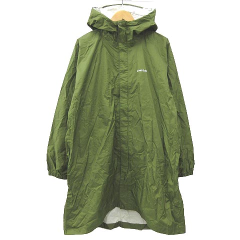 モンベル Montbell 美品 パックラップ レインコート ロング ナイロン 軽量 ジャケット アウトドアウエア 登山 S カーキ 緑 グリーン メンズ 052 ベクトルパーク