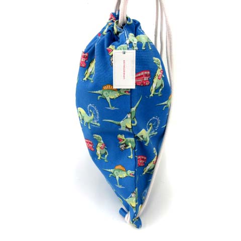 未使用品 キャスキッドソン Cath Kidston ドローストリングバッグ リュックサック デイパック ナップサック 巾着 恐竜 コットン Pvc 水色 キッズ 子供 鞄 Fk メンズ レディース 052 ベクトルパーク