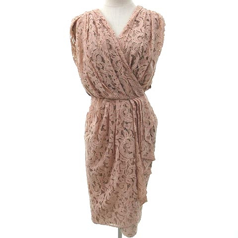 フリッカ Flicka The Dress 美品 ドレス 総レース ワンピース ひざ丈 ノースリーブ スナップボタン ホック 0 Xsサイズ相当 ピンク N パーティー 二次会 お呼ばれ レディース 052 ベクトルパーク