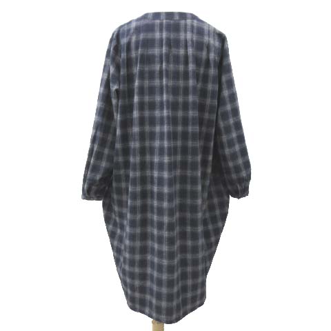 ミズイロインド Mizuiro Ind チェック ネルシャツ ワンピース ロング フレア タック スキッパー F フリーサイズ 紺 ネイビー 052 ベクトルパーク