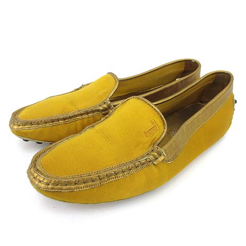 トッズ Tod S ドライビング シューズ サテン モカシン ローファー フラットシューズ イタリア製 約23 5 黄 イエロー Nvw レディース 052 ベクトルパーク