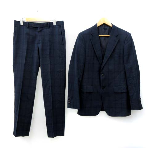 コムサイズム Comme Ca Ism 16年 セットアップ 上下 2点セット スーツ フォーマル ジャケット シングル 2b チェック パンツ ロング 秋冬 紺 ネイビー M Fk Ibs91 メンズ 052 ベクトルパーク