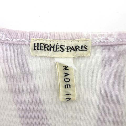 HERMES エルメス レディース ボルデュック リボン 長袖 カットソー HERMES エルメス ボルデュック リボン柄 ロゴ カットソー 長袖 T