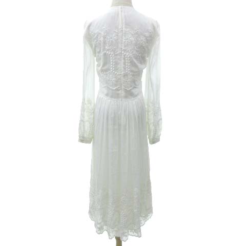 バーバリー ロンドン Burberry London 近年モデル ワンピース ロング 刺繍レース コットン シルク シフォン ドレス 袖シアー イタリア製 国内正規 38 Mサイズ 白 ホワイト S2545 Ibs91 レディース 052 ベクトルパーク