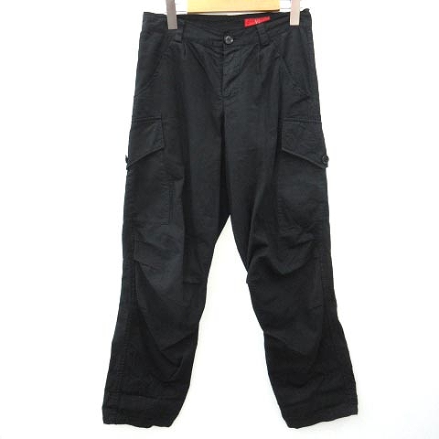 ワイズ Y S サルエル カーゴ パンツ ボタンフライ 無地 コットン 1 Sサイズ相当 黒 ブラック N Ibs91 レディース 052 ベクトルパーク
