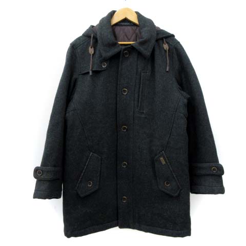 クロコダイル Crocodile コート ステンカラー フード 2way 中綿 ウール カーキ 深緑 M アウター Fk Ibs91 メンズ 052 ベクトルパーク