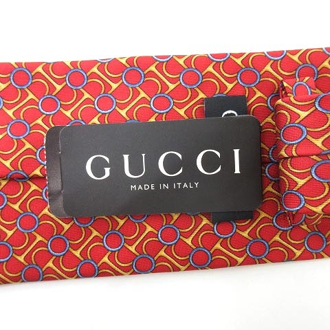 未使用品 グッチ Gucci タグ付き ネクタイ シルク100 レギュラータイ ビジネス フォーマル 総柄 赤 レッド N Ibs91 メンズ 052 ベクトルパーク