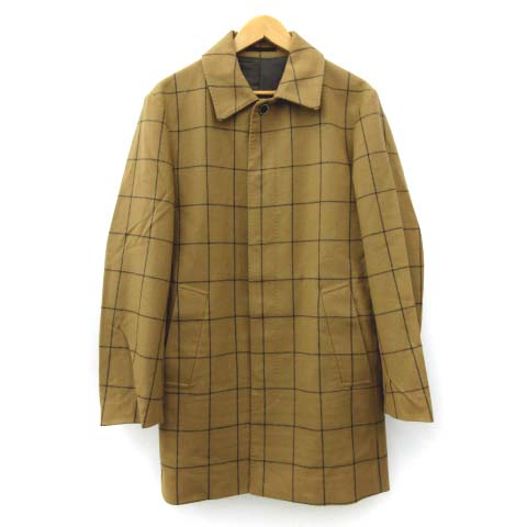 タケオキクチ Takeo Kikuchi 美品 コート ステンカラー ロング チェック柄 ウール 茶 ブラウン 2 アウター Fk メンズ 052 ベクトルパーク