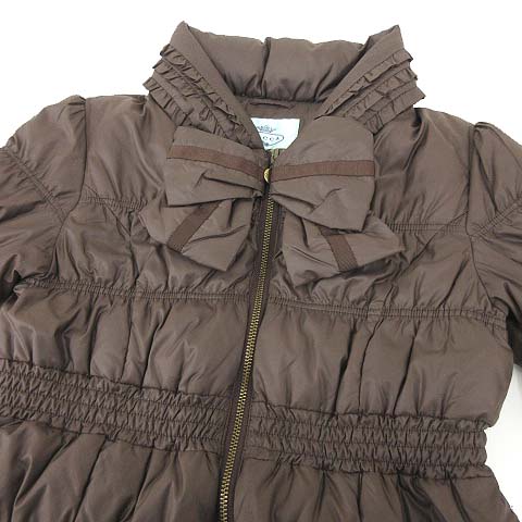 トッカ Tocca 美品 キッズ ダウン ジャケット フリルネック リボン ギャザー コート 子供服 女の子 140 茶 ブラウン Ibs91 052 ベクトルパーク