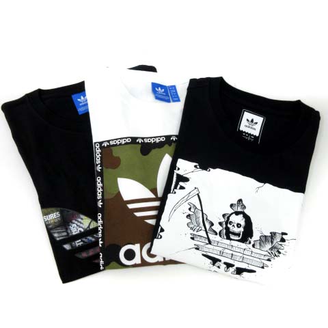 『adidas』アディダス（F）白/青/黒/Tシャツ/Vネック/刺繍ロゴ/半袖 アディダスオリジナルス adidas originals 3枚セット Tシャツ