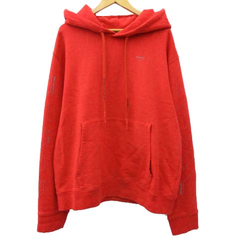 オフホワイト Off White ss パーカー Unfinished Slim Hoodie プルオーバー フーディー ロゴプリント スウェット トップス 国内正規 Xl 赤 レッド メンズ 052 ベクトルパーク