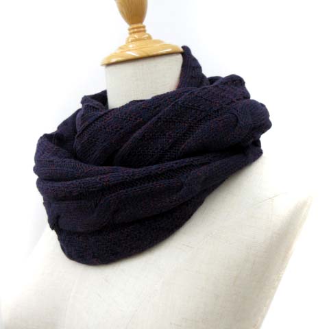 未使用品】MUFFLER, WOOL-KNIT NAVY