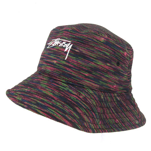 Stussy バケットハット ブラック/マルチカラー M/L ステューシー STUSSY 美品 バケットハット Multi Knit Bucket