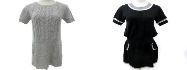 マリークワント Mary Quant 2点セット ワンピース ニット フレア ミニ 半袖 モヘア混 ウール ライトグレー 黒 ブラック M Fk Nvw レディース 052 ベクトルパーク