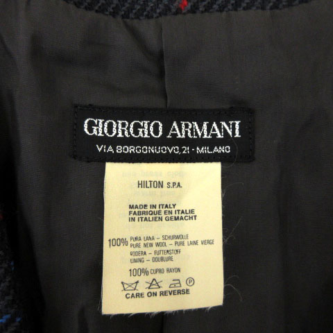 ジョルジオアルマーニ GIORGIO ARMANI 黒タグ ジャケット ノーカラー 