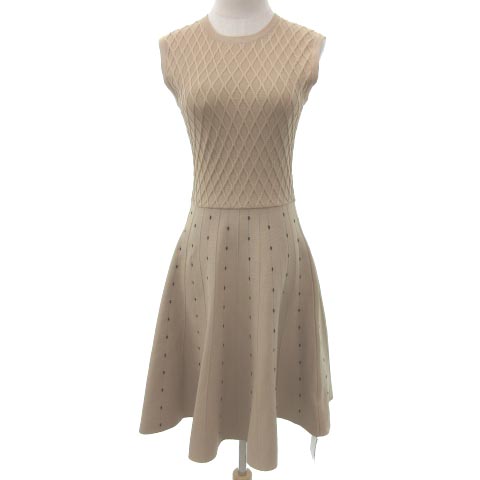 未使用品 フレイアイディー Fray I D ワンピース ニット ノースリーブ フレア ひざ丈 ミモレ丈 総柄 ベージュ F Fk Rrr レディース 052 ベクトルパーク