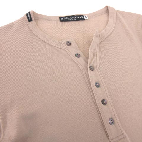 D&G Dolce & Gabbana ベージュ 長袖カットソー L ドルチェ&ガッバーナ ドルガバ DOLCE&GABBANA ヘンリーネック トップス