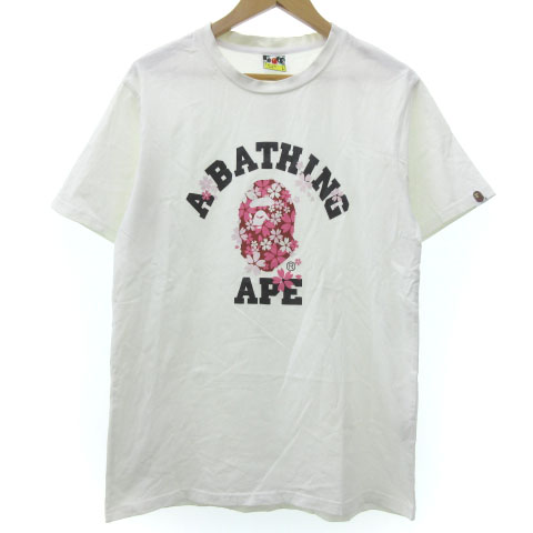 アベイシングエイプ A BATHING APE Tシャツ 半袖 プリント ロゴ 丸首 