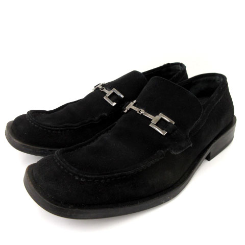 グッチ GUCCI ローファー ビット スエード スクエアトゥ 黒 ブラック  