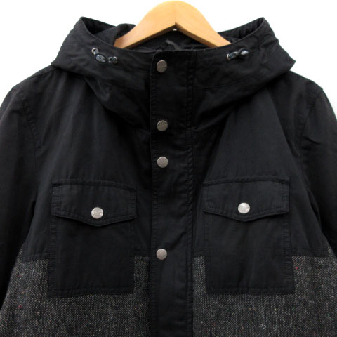 アー ヴェ ヴェ オム ミッシェルクラン A V V Homme ジャケット マウンテンパーカー ツイード 切替 黒 ブラック グレー L アウター Fk メンズ 052 ベクトルパーク