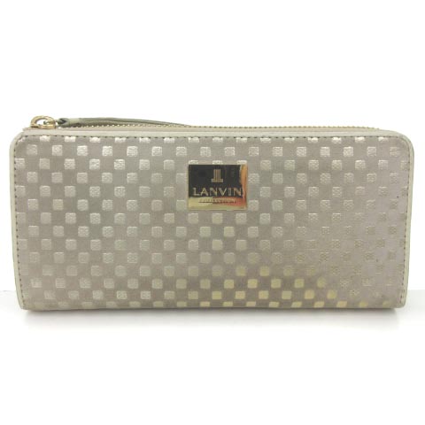 ランバン Lanvin 長財布 L字ファスナー スエード ブロックチェック ゴールド ウォレット 小物 Fk Nvw レディース 052 902101280048 ベクトルパーク
