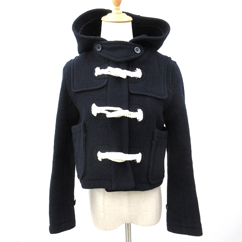 スナイデル Snidel ショート ダッフルコート Pontetorto生地 メルトン トグルボタン チンストラップ 無地 ウール 0 Sサイズ相当 紺 ネイビー N レディース 052 ベクトルパーク