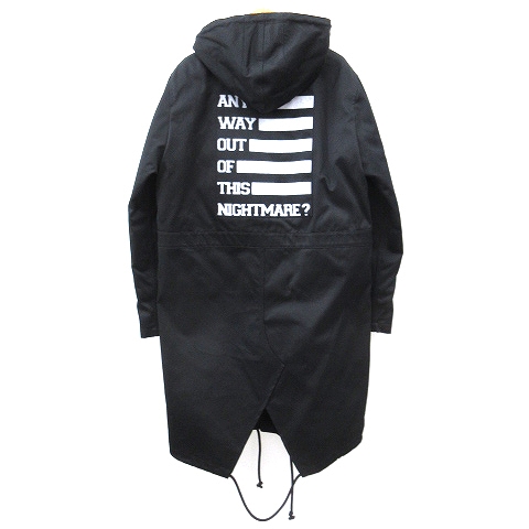 未使用品 ラフシモンズ Raf Simons タグ付き 17aw 3way モッズコート Parka With Inside Coat バックプリント コットン 46 Mサイズ相当 黒 ブラック N メンズ 052 ベクトルパーク