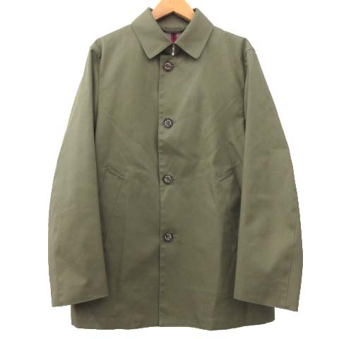 マッキントッシュフィロソフィー Mackintosh Philosophy ゴム引き ステンカラー コート ミディアム丈 裏地チェック ジャケット 三陽商会 40 Lサイズ カーキ Ecr3 メンズ 052 ベクトルパーク