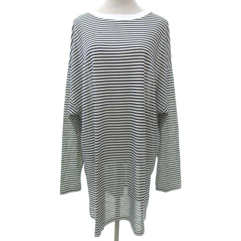 未使用品 シニヨン Chignon 21ss シアー ボーダー ロンt 11 007 チュニック 長袖 薄手 トップス F 紺 ネイビー レディース 052 ベクトルパーク