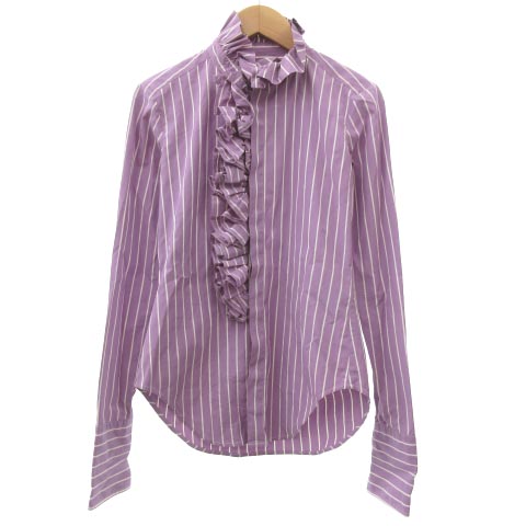 ラルフローレン RALPH LAUREN 美品 シャツ ブラウス フリル ストライプ 