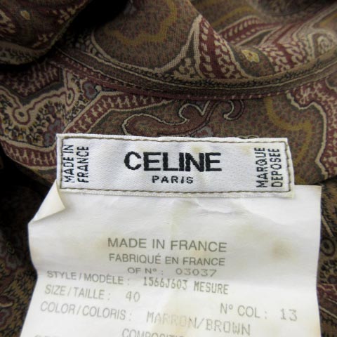 セリーヌ CELINE ヴィンテージ シルク シャツ ペイズリー柄 ボウタイ 