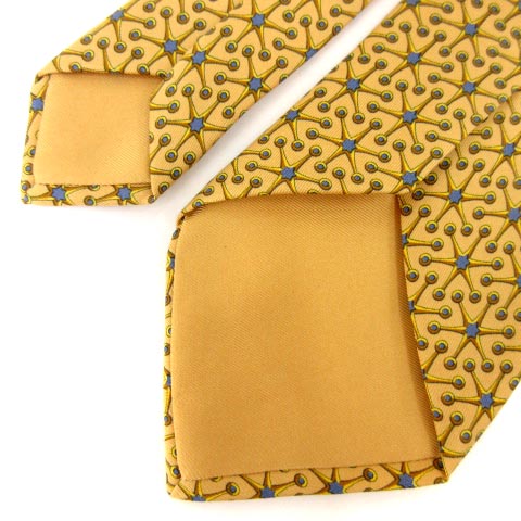 エルメス HERMES ネクタイ レギュラータイ 総柄 星柄 シルク サテン  
