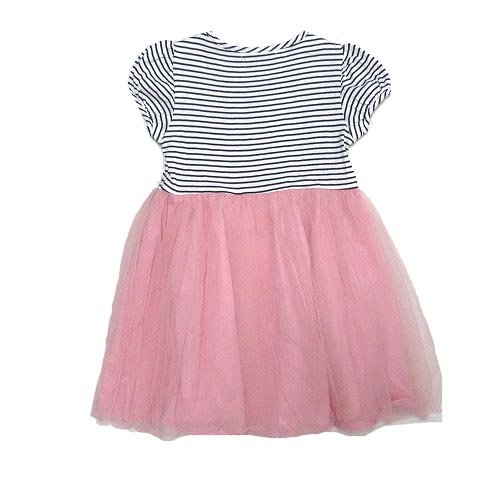 ファミリア Familiar 近年モデル ワンピース キッズ 女の子 子供服 100cm 半袖 チュール ボーダー アップリケ 紺 白 ピンク ネイビー ホワイト コットン Ecr7 X キッズ 052 ベクトルパーク