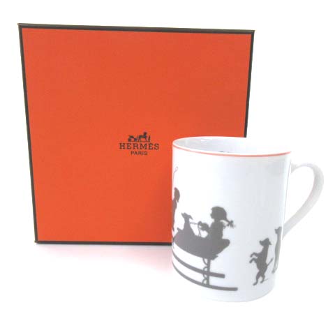未使用品 エルメス HERMES シルエット マグカップ 陶器 食器 オレンジ 