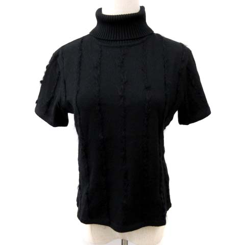 ヴェルサーチジーンズ Versace Jeans Couture ニット カットソー タートルネック 半袖 モヘア混 ストライプ 黒 ブラック L Fk レディース 052 ベクトルパーク ヴェルサーチジーンズ Versace Jeans Couture ニット カットソー タートルネック 半袖 モヘア混 ストライプ 黒 ブラック L Fk レディース 052 ベクトルパーク