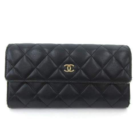 シャネル CHANEL マトラッセ ラムスキン 長財布 ココマーク フラップ 