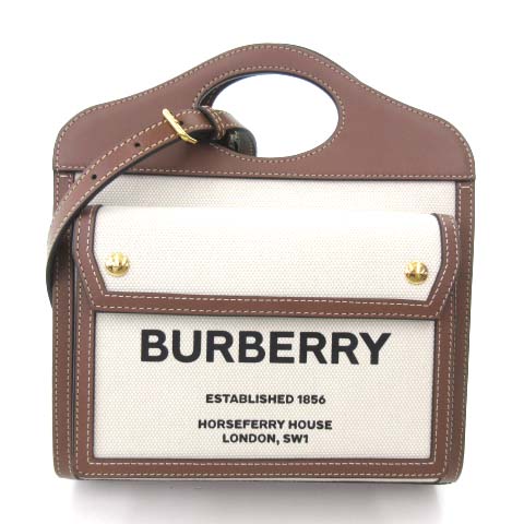 バーバリー BURBERRY ポケット バッグ ミニ ツートン キャンバス