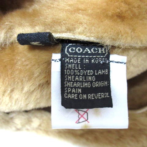 コーチ COACH ムートン ハット 帽子 レディース 羊革 M/L ベージュ X