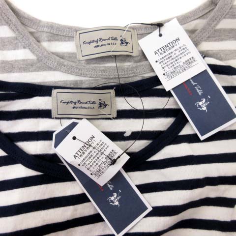 未使用品 Knights Of Round Table タグ付き 2点セット カットソー ボーダー ロゴ 刺繍 紺 ネイビー グレー 4l 大きいサイズ しまむら Fk レディース 052 ベクトルパーク