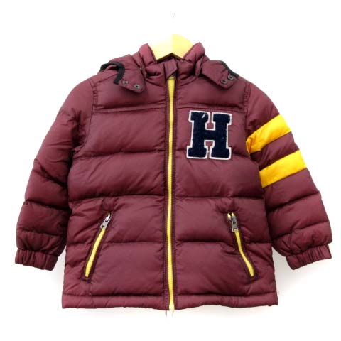 トミーヒルフィガー Tommy Hilfiger ダウンジャケット フード 2way ナイロン ライン 赤紫 ワインレッド 4 100 110cm相当 キッズ 子供服 アウター Fk メンズ レディース 052 ベクトルパーク