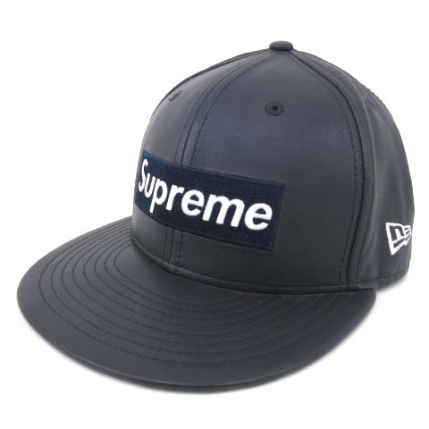 シュプリーム Supreme ニューエラ New Era 15年製 レザー キャップ ボックスロゴ 帽子 7 1 4 57 7cm 紺 ネイビー メンズ 052 ベクトルパーク