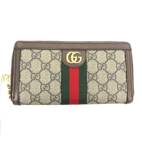グッチ Gucci 長財布 オフディア ラウンドジップ Ggスプリーム 多収納 キャンバス 茶 ブラウン C メンズ 052 ベクトルパーク