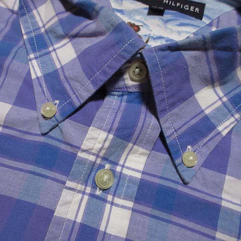 トミーヒルフィガー Tommy Hilfiger チェック シャツ 半袖 ボタンダウン テープ部切替 バックフラッグ 胸ポケット 大きいサイズ Xl 青 ブルー 紫 パープル メンズ 052 ベクトルパーク トミーヒルフィガー Tommy Hilfiger チェック シャツ 半袖 ボタンダウン テープ部切替 バックフラッグ 胸ポケット 大きいサイズ Xl 青 ブルー 紫 パープル メンズ 052 ベクトルパーク