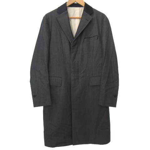 フランクリンテーラード FRANKLIN TAILORED 美品 チェスターコート ロング カシミヤ混 ラペル切替 ジャケット 2 紺 ネイビー メンズ