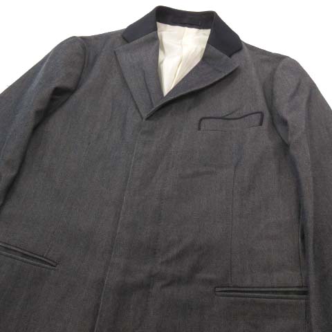 フランクリンテーラード FRANKLIN TAILORED 美品 チェスターコート ロング カシミヤ混 ラペル切替 ジャケット 2 紺 ネイビー メンズ