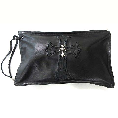 クロムハーツ CHROME HEARTS スモールCHクロス フラットポーチ
