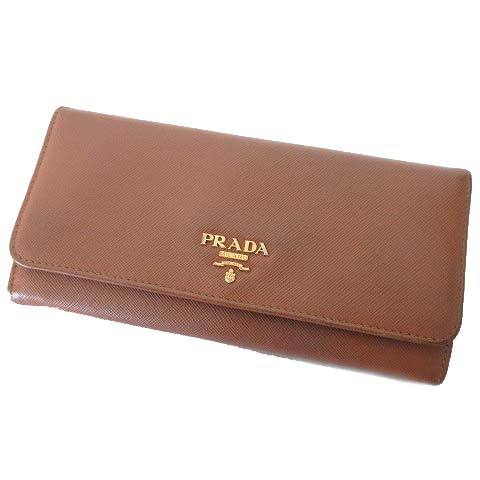 プラダ PRADA 長財布 サフィアーノ レザー ブランドロゴ フラップ 