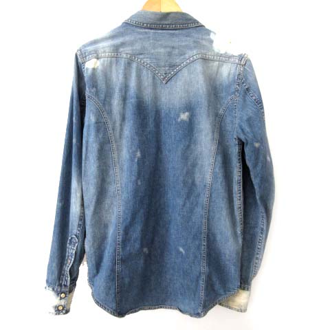 ディーゼル DIESEL デニム 長袖 シャツ ヴィンテージ加工 ブルー ロゴ